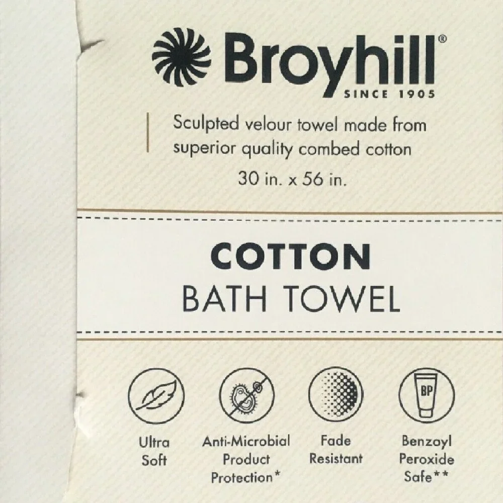 3 new Broyhill Jacquard-Pattern Textured Velour 100% Cotton Bath Towels